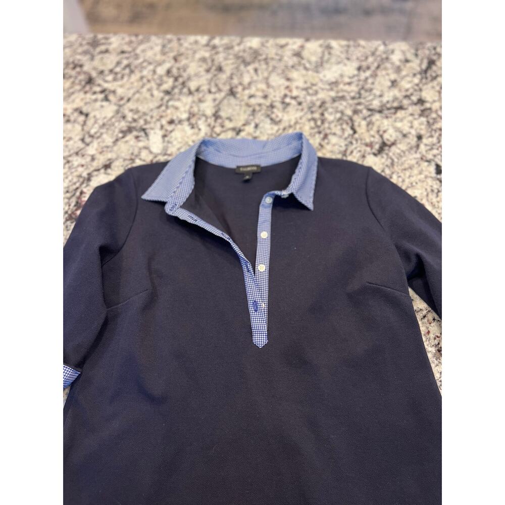 Talbots jersey shirt dress 3/4 cuffed sleeves gingham collar size M - Picture 5 of 7